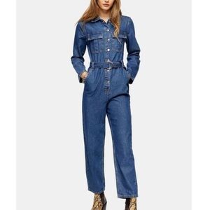 Topshop Denim Utility Boiler Jumpsuit sz 4